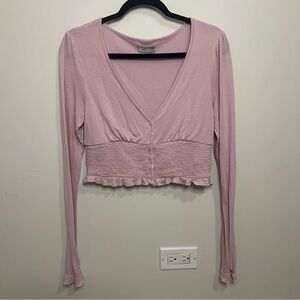 Urban Outfitters Light Pink Buttoned Cropped Cardigan Girly Feminine Boho